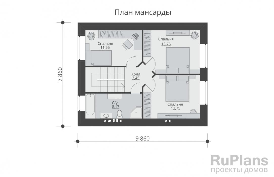 Проект дома с мансардой - Rg3431 строительство в Самаре