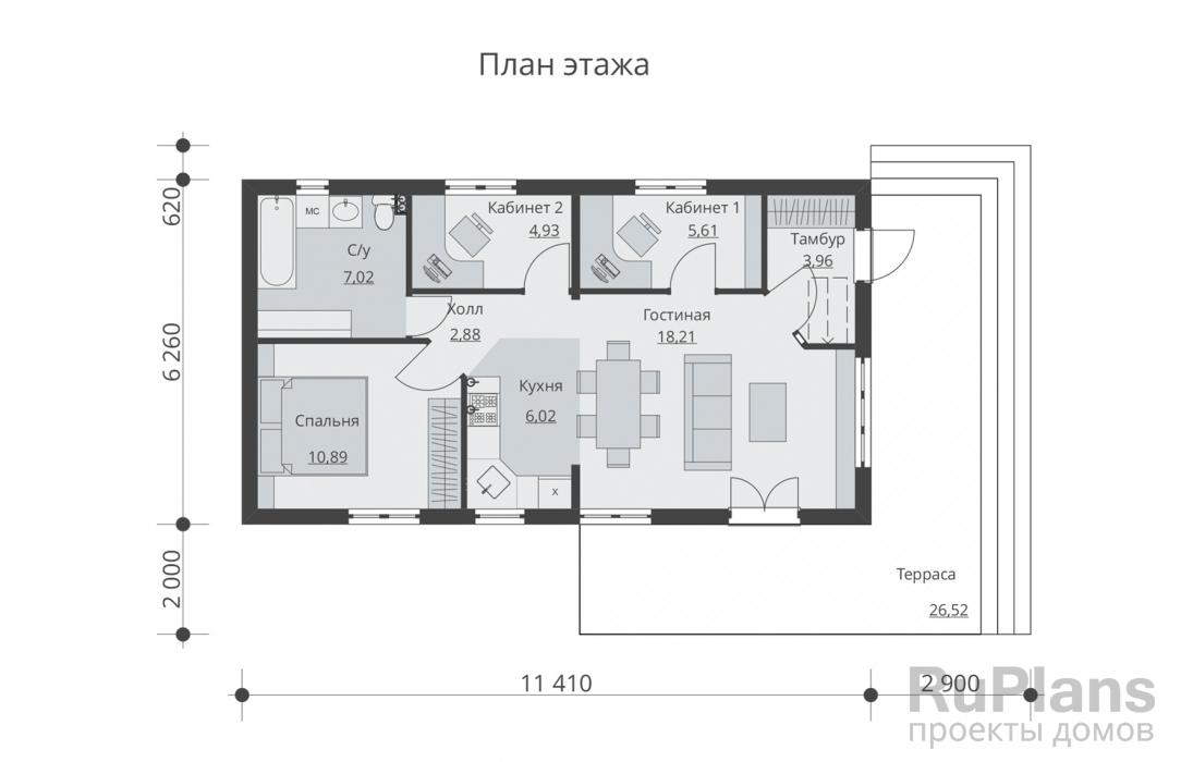 Проект одноэтажного дома - Rg5103 строительство в Самаре