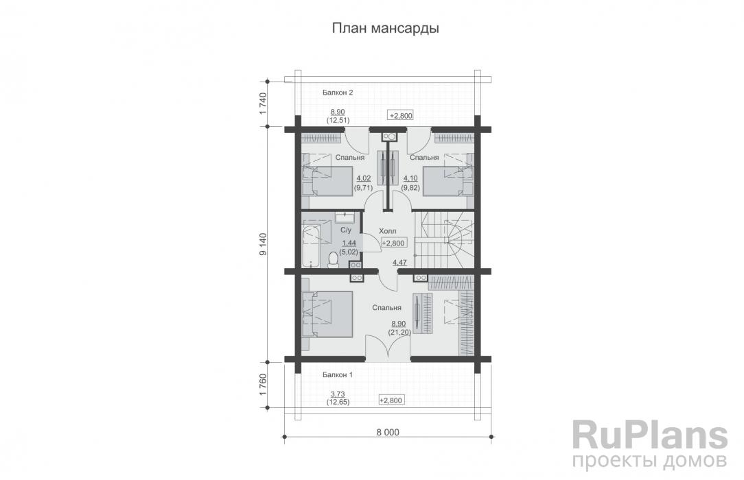 Проект одноэтажного дома с мансардой - Rg6372 строительство в Самаре