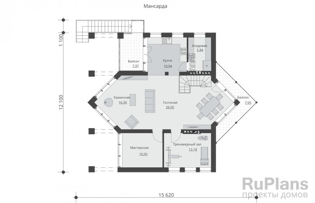 Проект дома с мансардой - Rg5089 строительство в Самаре