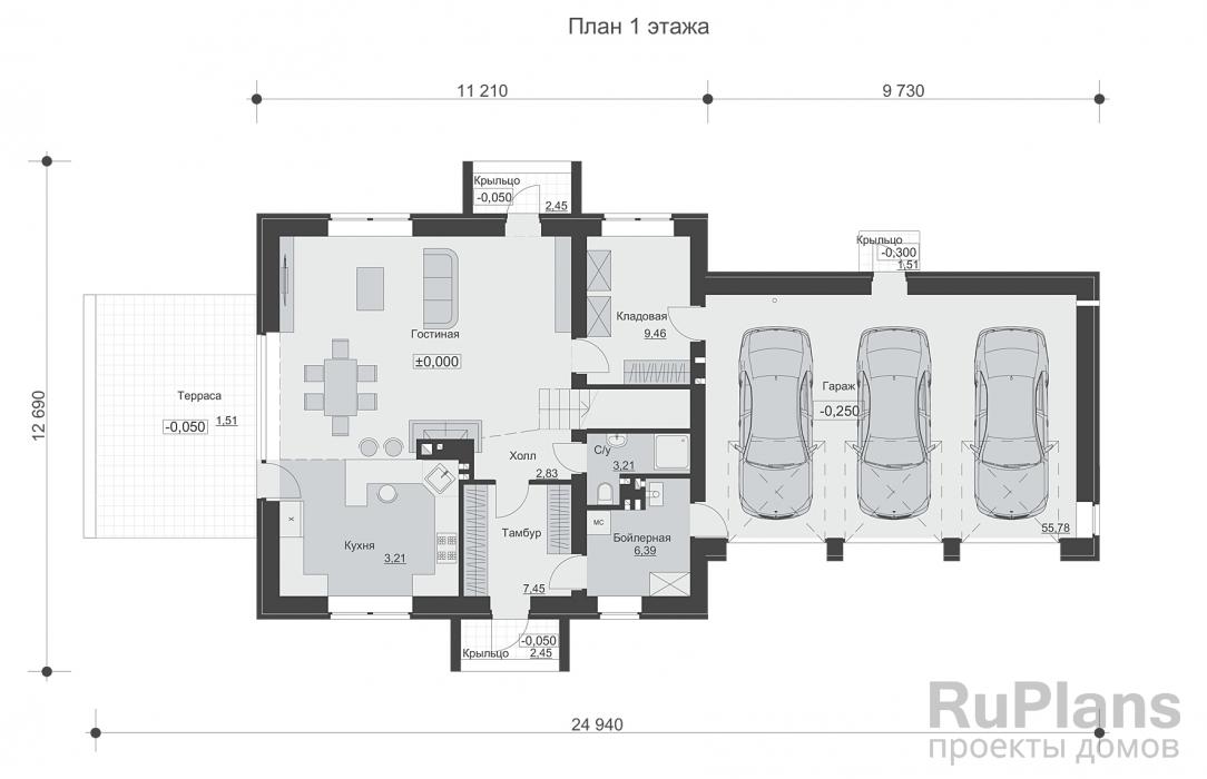 Проект одноэтажного дома - Rg6415 строительство в Самаре
