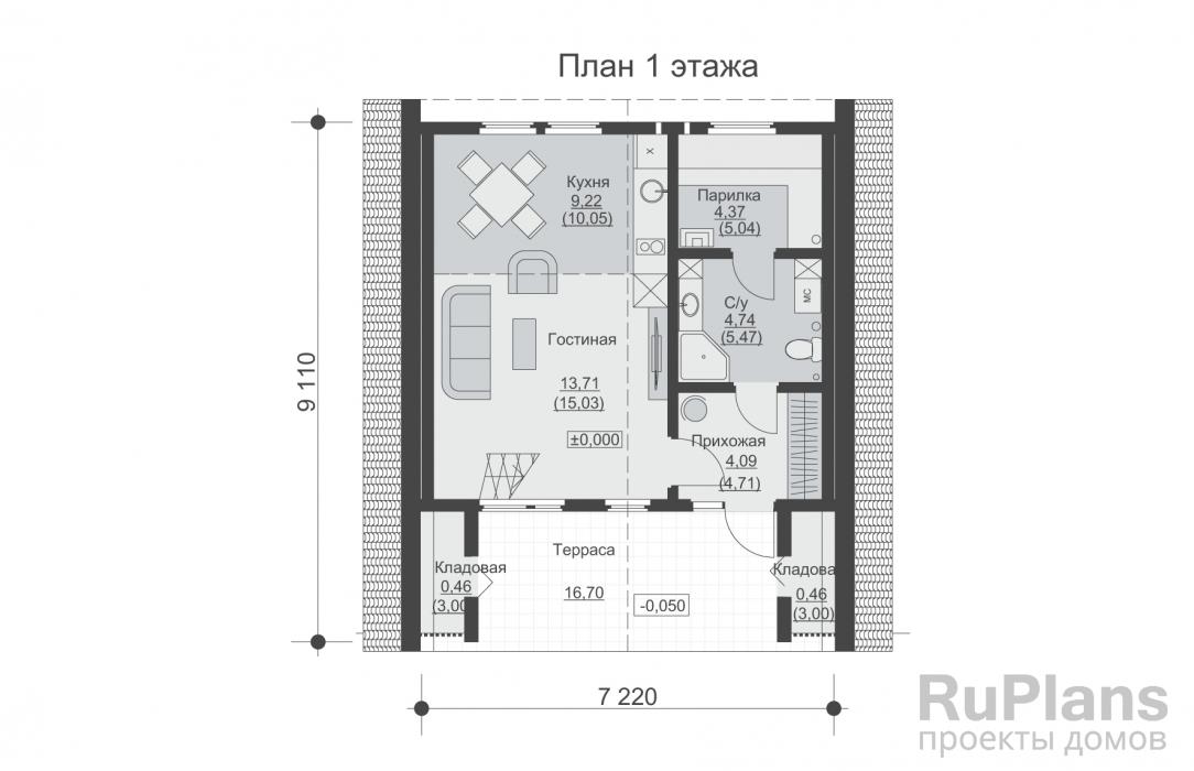 Проект одноэтажного дома с мансардой - Rg6405 строительство в Самаре