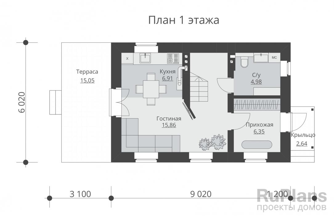 Проект двухэтажного дома - Rg5852 строительство в Самаре