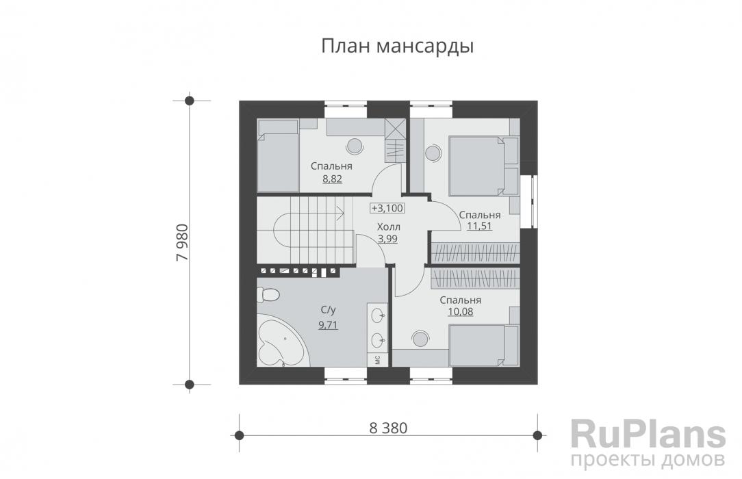 Проект дома с мансардой - Rg5159 строительство в Самаре