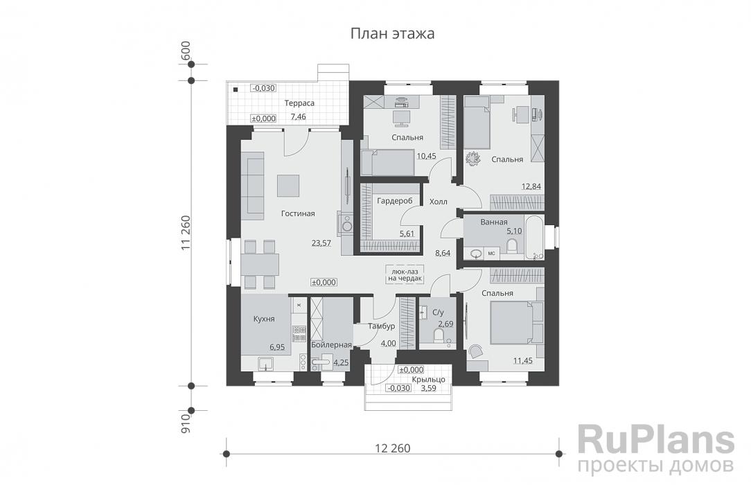 Проект одноэтажного дома - Rg6133 строительство в Самаре
