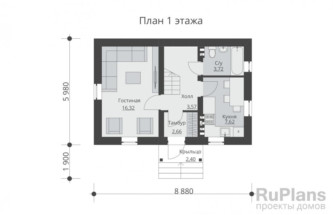 Проект двухэтажного дома - Rg5537 строительство в Самаре