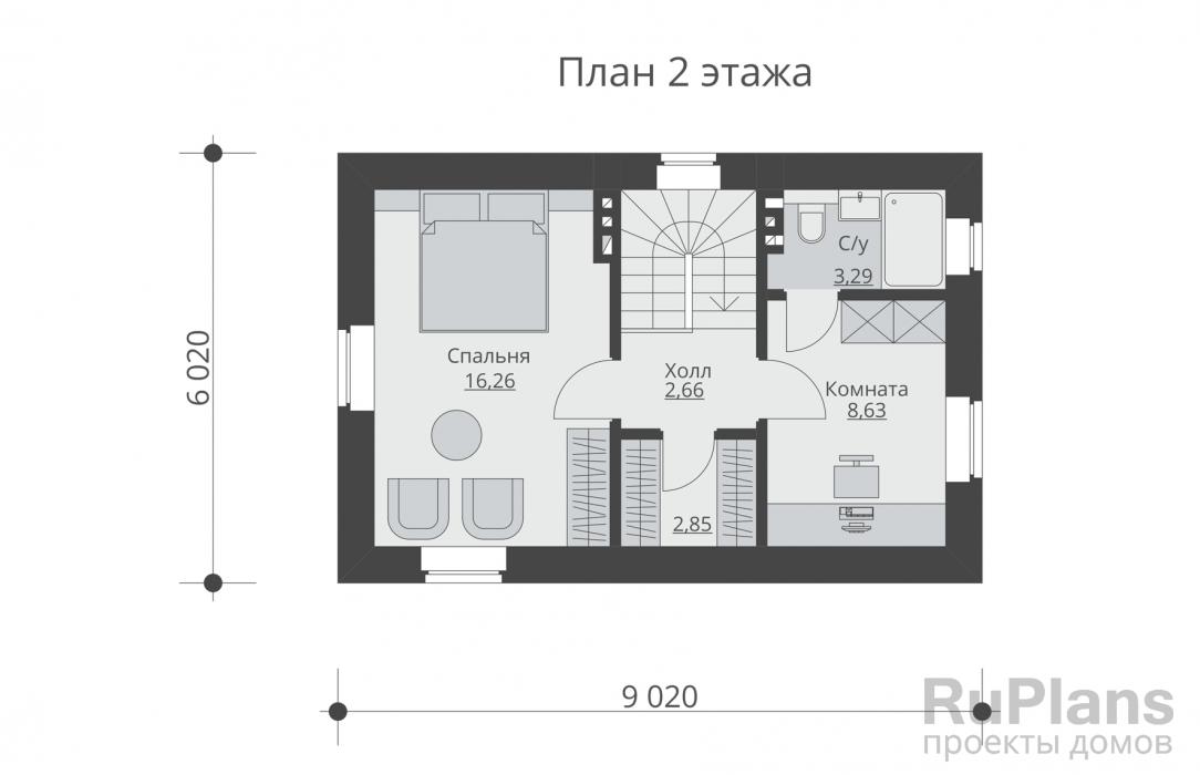 Проект двухэтажного дома - Rg5852 строительство в Самаре
